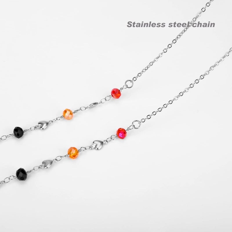 Hongeely Eyeglass Chain Silver Stainless Steel Handmade Necklace for Reading Glasses Sunglass Beaded Chains for Men Women - Image 5